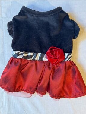 Black & Red Satin Pet Dress with Rosette